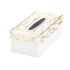 White Tissue Box Gold Mesh Design On Cover