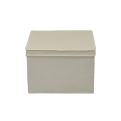Household Essentials Set Of 2 Square Storage Boxes With Lids Cream Linen -IRIS Storage Deals Store GUEST d463655a 075c 4956 a7d2 531fe256592b