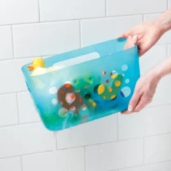 MDesign Kids Suction Wall Mounted Storage Basket For Bathroom, Small - Aqua Blue 10 MDesign Kids Suction Wall Mounted Storage Basket For Bathroom, Small - Aqua Blue -IRIS Storage Deals Store GUEST d4921be1 1e4e 42c9 8e35 fa2dbcf423df