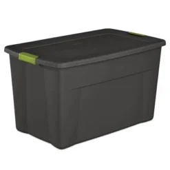 Sterilite Stackable 35 Gallon Storage Tote Box With Latching Container Lid For Home And Garage Space Saving Organization, Gray