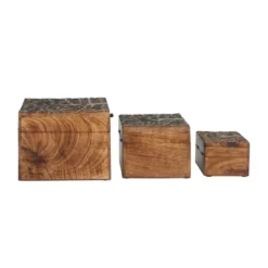 Set Of 3 Rustic Carved Mango Wood Boxes - Olivia & May 26 Set Of 3 Rustic Carved Mango Wood Boxes - Olivia & May -IRIS Storage Deals Store GUEST d50bfda9 9460 4090 9ff0 f49f68d25294