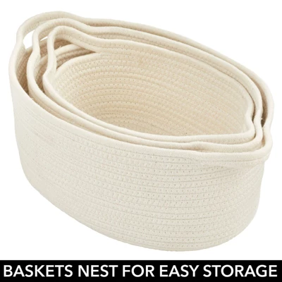 MDesign Casual Woven Cotton Rope Bathroom Basket With Handles, Set Of 3 6 MDesign Casual Woven Cotton Rope Bathroom Basket With Handles, Set Of 3 - Image 6