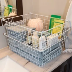 Set Of 2 Storage Bins - Basket Set For Toy, Kitchen, Closet, And Bathroom Storage - Large Shelf Organizers With Handles By Home-Complete (White) -IRIS Storage Deals Store GUEST d5fa852a dd6b 4aae 81d2 8acad2f73be4