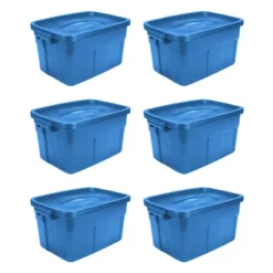 Rubbermaid Roughneck Tote 14 Gallon Stackable Storage Container W/ Stay Tight Lid & Easy Carry Handles, (6 Pack) -IRIS Storage Deals Store GUEST d612ad96 d657 454d 8656 b27ee8d0b75c