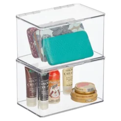 MDesign Stackable Closet Storage Bin Box With Lid, 2 Pack - Clear -IRIS Storage Deals Store GUEST d69db193 e02c 447d a62a 3cd0745850d0