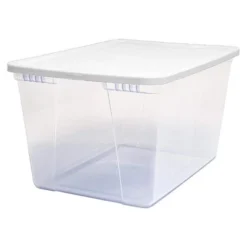 Homz 56 Quart Snaplock Clear Plastic Storage Tote Container Bin With Secure Lid And Handles For Home And Office Organization, 2 Pack