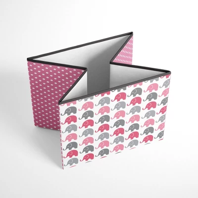Bacati - Elephants Pink/Gray Storage Box Large 1 Bacati - Elephants Pink/Gray Storage Box Large