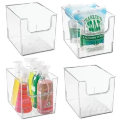 MDesign Open Front Plastic Storage Bin For Cube Furniture, 12" W, 4 Pack - Clear -IRIS Storage Deals Store GUEST d788c93d aceb 4af0 abd2 8d2b85435ec1