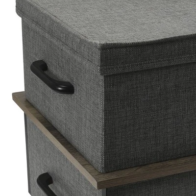 Household Essentials Stacking Storage Boxes With Laminate Top Ashwood 4 Household Essentials Stacking Storage Boxes With Laminate Top Ashwood - Image 4