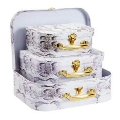 Set Of 3 Different Sizes Of Paperboard Suitcases With Metal Handles, Decorative Cardboard Storage Boxes, Snakeskin Print 12 Set Of 3 Different Sizes Of Paperboard Suitcases With Metal Handles, Decorative Cardboard Storage Boxes, Snakeskin Print -IRIS Storage Deals Store GUEST d88dc768 c31a 4f49 8263 516f080ba299