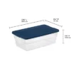 Sterilite Stackable 6 Quart Clear Home Storage Box With Handles And Blue Lid For Efficient, Space Saving Household Storage And Organization (30 Pack)