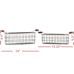 Set Of 2 Oblong Metal & Wood Handled Baskets - Foreside Home & Garden 11 Set Of 2 Oblong Metal & Wood Handled Baskets - Foreside Home & Garden -IRIS Storage Deals Store GUEST d91bc97e 569e 47cb 9d97 cc225a05317d