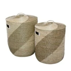 Set Of 2 Contemporary Sea Grass Storage Baskets Brown - Olivia & May