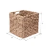 Set Of 2 Handmade Wicker Baskets - 12-Inch Square Foldable Storage Bins With Handles - Made Of Hand-Twisted Water Hyacinth By Villacera (Natural)