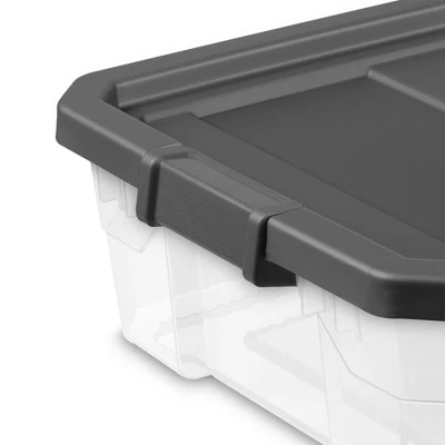 Sterilite 40 Quart Clear Plastic Modular Stacker Storage Bin Tote Containers With Latching Lids And Textured Sure-Grip Surfaces, Flat Gray 2 Sterilite 40 Quart Clear Plastic Modular Stacker Storage Bin Tote Containers With Latching Lids And Textured Sure-Grip Surfaces, Flat Gray - Image 2