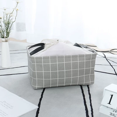 Unique Bargains Foldable Baskets Canvas Fabric Cube Container With Rope Handles Storage Bins 4 Unique Bargains Foldable Baskets Canvas Fabric Cube Container With Rope Handles Storage Bins - Image 4