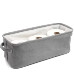 Gray Jute Fabric Storage Bin Basket Container Cubes Organizer With Handles Rectangular 16"x6"x5.25" -IRIS Storage Deals Store GUEST da3b3c2f 1ef2 479f 87ef 33272021ad2b