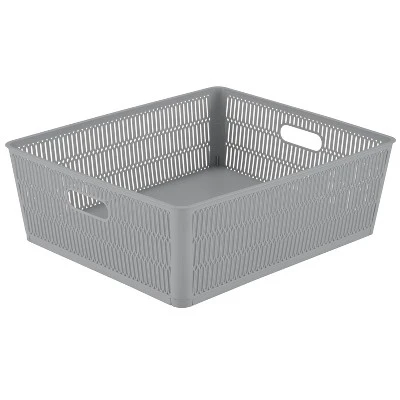 Simplify 2pk Large Slide And Stack Storage Shallow Totes Gray 1 Simplify 2pk Large Slide And Stack Storage Shallow Totes Gray