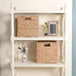 Set Of 2 Handmade Wicker Storage Cubes - 12-Inch Square Foldable Baskets With Handles - Made Of Hand-Twisted Water Hyacinth By Villacera (Natural) -IRIS Storage Deals Store GUEST db516739 5d52 4cd8 a817 6e3d07c1492c