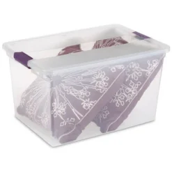 Sterilite 17571706 66-Quart ClearView Latch Box Storage Tote Container With Purple Handles For Home Or Office Organization, 12 Pack -IRIS Storage Deals Store GUEST dbdb7723 0a5c 42a5 9e26 b8258abac5f2