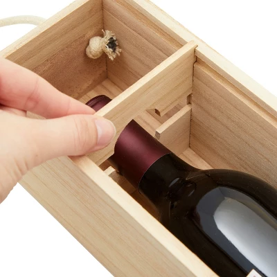 Bright Creations Wood Single Bottle Wine Gift Box, Paulownia Wooden Wine Crate Storage Case With Handle For Birthday, Wedding, Housewarming 4 Bright Creations Wood Single Bottle Wine Gift Box, Paulownia Wooden Wine Crate Storage Case With Handle For Birthday, Wedding, Housewarming - Image 4