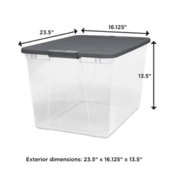 Homz 64-Quart Clear Plastic Stackable Storage Bin With Lid Container Box With Latching Handles For Home Garage Organization, Gray (2 Pack) -IRIS Storage Deals Store GUEST dc6a0740 a26b 4c53 9a98 b2271da6b49f