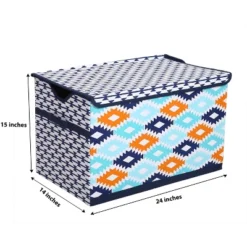 Bacati - Liam Aztec Design Aqua/Orange/Navy Storage Toy Chest