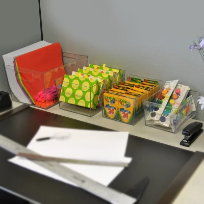 Azar Displays Small Organizer Storage Tote Bin With Handle 9"W X 6"D X 4"H, 4-Pack 4 Azar Displays Small Organizer Storage Tote Bin With Handle 9"W X 6"D X 4"H, 4-Pack - Image 4