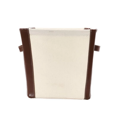 Household Essentials Canvas Bin With Vegan Leather 4 Household Essentials Canvas Bin With Vegan Leather - Image 4