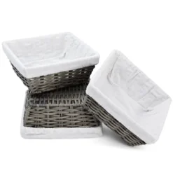 Farmlyn Creek 3-Pack Square Wicker Storage Baskets With Liners With Cloth Lining For Organizing Pantry Shelves, Bathroom, Laundry Room, Closet, 9x4 In -IRIS Storage Deals Store GUEST df19e7d0 811c 48a1 bb7a 0a764fcf9b63