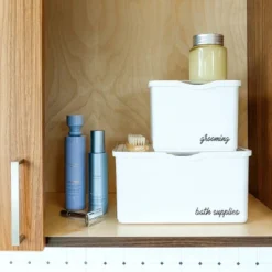 Medium Stacking Bin With Lid Clear/White - Madesmart -IRIS Storage Deals Store GUEST df20dd44 39e4 4035 9fb5 3a8af705800a