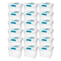 Sterilite Large Nesting ShowOffs Portable Clear Letter Size File Box With Latches For Documents, Pictures, Or Schoolwork, (18 Pack)