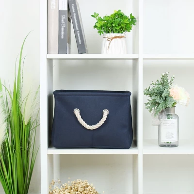 Unique Bargains Home Closet Cotton Fabric Decorative Storage Bin Small Dark Blue 1 Pc 2 Unique Bargains Home Closet Cotton Fabric Decorative Storage Bin Small Dark Blue 1 Pc - Image 2