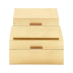 Set Of 2 Decorative Glam Metallic Leaf Boxes - CosmoLiving By Cosmopolitan -IRIS Storage Deals Store GUEST e02d2d0c 6448 4244 9e04 447e61df90a9