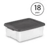 Sterilite 25 Quart Shelf Tote With Flat Gray Lid And Platinum Latches (18 Pack)