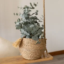 Brown Basket Woven Seagrass & Corn Husk By Foreside Home & Garden
