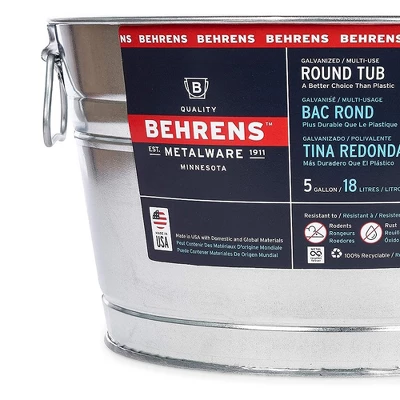 Camco Behrens 5 Gallon Round Galvanized Weatherproof Steel Tub With Wire Handle And Offset Bottom For Indoor Home And Outdoor Garden Use, Silver 1 Camco Behrens 5 Gallon Round Galvanized Weatherproof Steel Tub With Wire Handle And Offset Bottom For Indoor Home And Outdoor Garden Use, Silver