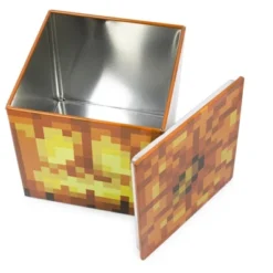Ukonic Minecraft Jack O'Lantern Tin Storage Box Cube Organizer With Lid | 4 Inches