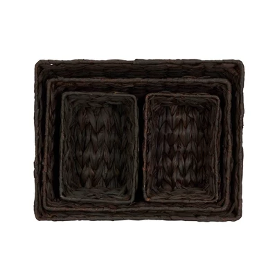 Household Essentials Set Of 4 Hyacinth Stained Baskets Brown 14 Household Essentials Set Of 4 Hyacinth Stained Baskets Brown - Image 14