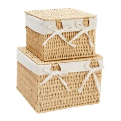 Juvale Juvale 2-Pack Storage Basket With Lids, Wicker Shelf Baskets For Bathroom Organization And Home Décor (2 Sizes) -IRIS Storage Deals Store GUEST e1d7cacd c329 4efc 9314 7c085d43fb71