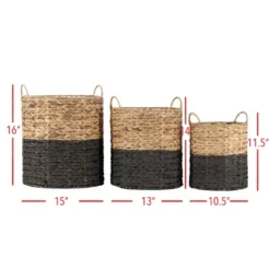 Set Of 3 Natural Water Hyacinth Decorative Storage Baskets With Handles -IRIS Storage Deals Store GUEST e20824ec 0c51 43c5 aa33 daba3905f00a