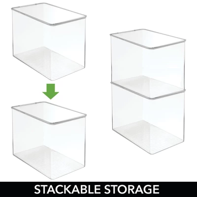 MDesign Stackable Plastic Craft, Sewing Storage Bin, Lid, - Clear 3 MDesign Stackable Plastic Craft, Sewing Storage Bin, Lid, - Clear - Image 3