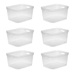 Sterilite 8.25x12.25x15 Inch Modern Polished Storage Bin W/ Comfortable Carry Through Handles & Banded Rim For Household Organization, Clear -IRIS Storage Deals Store GUEST e259e02a 8fbc 453a 8057 a854c4107ec4