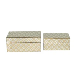 Set Of 2 Glass Geometric Box With Glass Sides Gold – CosmoLiving By Cosmopolitan
