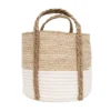 Natural Woven White Seagrass & Rope Basket - Foreside Home & Garden