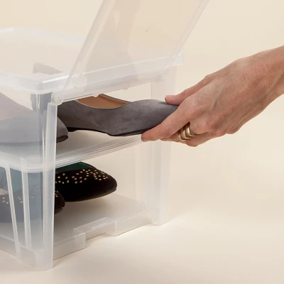 IRIS USA Shoe Storage Box, Stackable And Drop Front, Wide 3 IRIS USA Shoe Storage Box, Stackable And Drop Front, Wide - Image 3