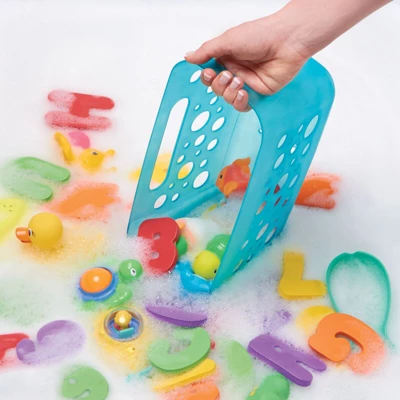 MDesign Kids Suction Wall Mounted Storage Basket For Bathroom, Small - Aqua Blue 3 MDesign Kids Suction Wall Mounted Storage Basket For Bathroom, Small - Aqua Blue - Image 3