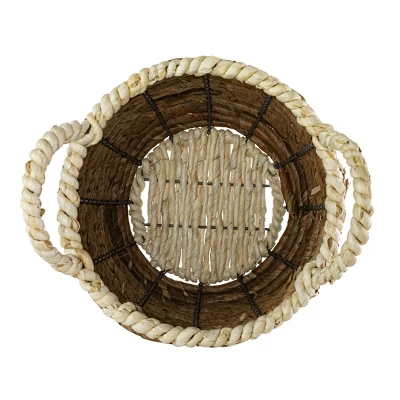 Wrapped Rim Basket Banana Leaf, Corn Husk & Metal - Foreside Home & Garden 2 Wrapped Rim Basket Banana Leaf, Corn Husk & Metal - Foreside Home & Garden - Image 2
