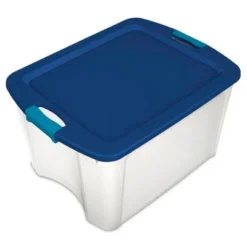 Sterilite 18 Gallon Stackable Latch And Carry Plastic Storage Container With Indexed Lids For Home, Office, Closet, Playroom, & Garage