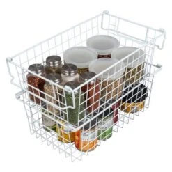 Set Of 2 Storage Bins - Basket Set For Toy, Kitchen, Closet, And Bathroom Storage - Medium Shelf Organizers With Handles By Home-Complete (White) -IRIS Storage Deals Store GUEST e72351b0 1d1e 4a27 9b83 53d8ab497fe5